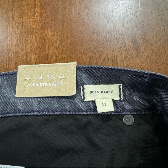 New! Madewell The '90s Straight Jean in Midnight Blue Foil Coated Jeans Size 33 - Picture 6 of 10
